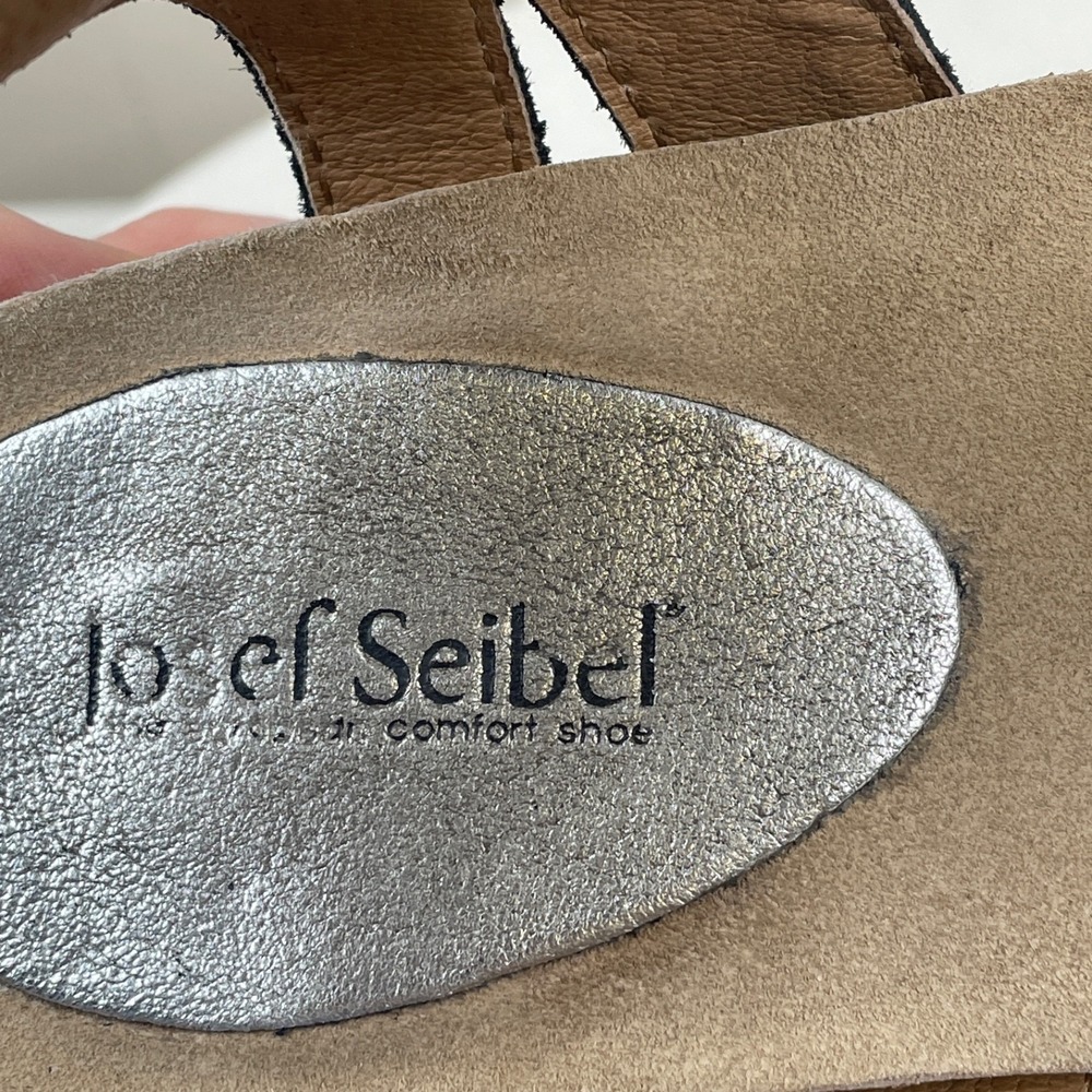 Josef Seibel Shoes Womens 40 9.5 Silver Strappy Sandals Platform Comfort Buckle - Picture 7 of 10